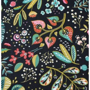 Couvre plat - GRAND  - Fleurs fond noir