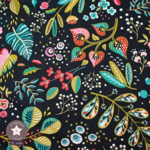 Sac bento - Fleurs fond noir