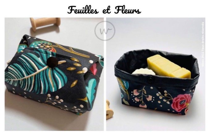 Pochette à savon "Feuilles et fleurs" 