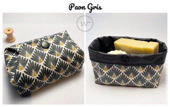 Pochette à savon "Paon Gris"