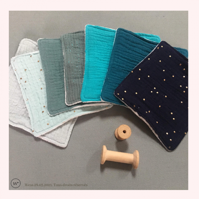 Semainier débarbouillettes « dégradé bleu »