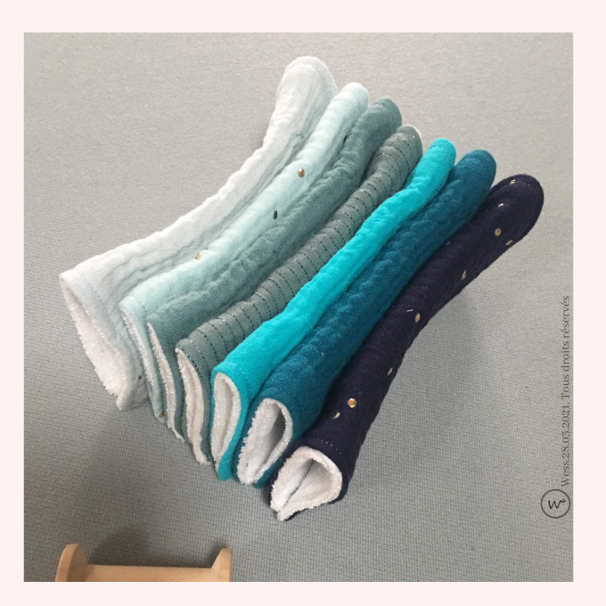 Semainier débarbouillettes « dégradé bleu »