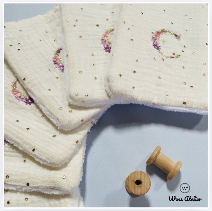 Semainier 7 Lingettes XL - Monogramme brodé Personnalisé