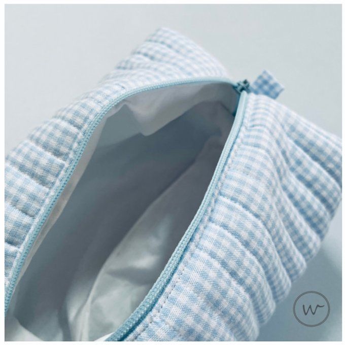 Trousse matelassée "vichy bleu"