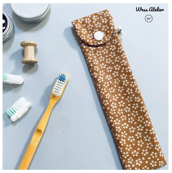 Étui Brosse à dent « Fleuri moutarde »  