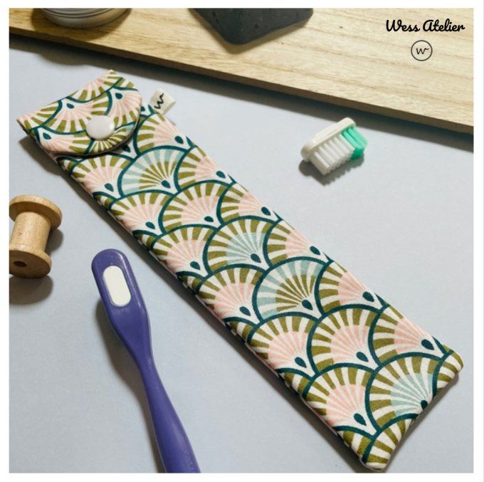 Étui Brosse à dent « Éventails Roses et bleus »   