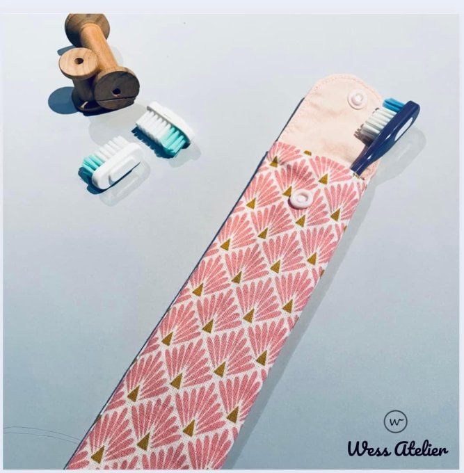 Étui Brosse à dent «  Paon rose »